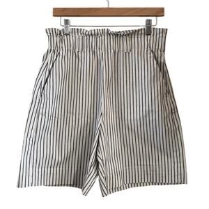 Everlane Organic Cotton Paperbag Shorts - Navy & Cream Stripe Size M